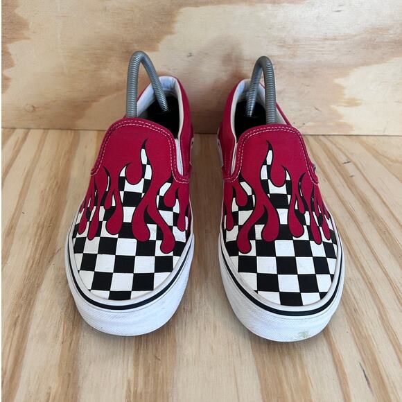 Vans Off The Wall - Slip-On Classic Checker Flame - Sneakers - Red - Women's - 9 - Picture 2 of 9